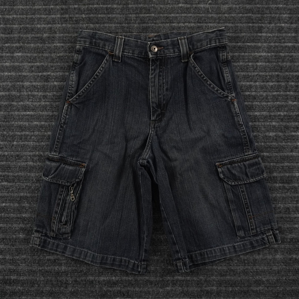 WRG Jeans Co Cargo Shorts Boys Size 14 Dark Wash Blue Denim Utility Pockets